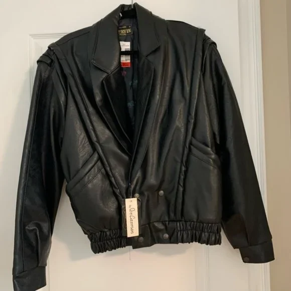 Vintage Leather Jacket/ Faux leather/ 1980/90s/NWT - Picture 2 of 9